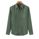 Men's Lightweight Linen Shirt with Relaxed Fit, Long Sleeves, and Chest Pocket for Casual Elegance 2
