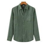 Men's Lightweight Linen Shirt with Relaxed Fit, Long Sleeves, and Chest Pocket for Casual Elegance 2