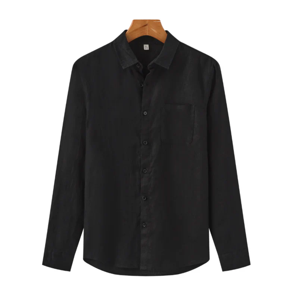 Men's Lightweight Linen Shirt with Relaxed Fit, Long Sleeves, and Chest Pocket for Casual Elegance 4