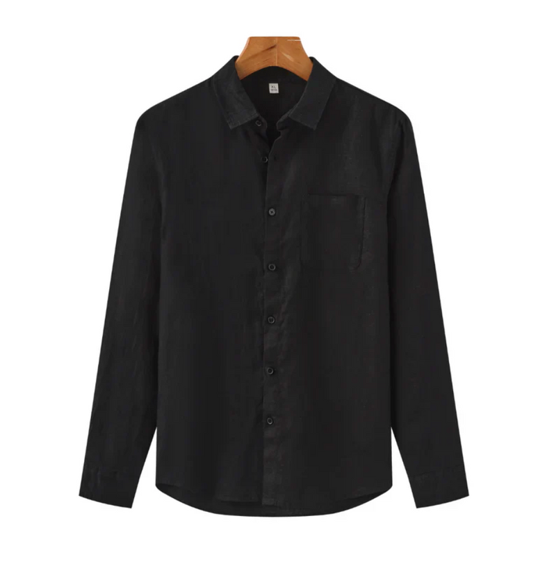 Men's Lightweight Linen Shirt with Relaxed Fit, Long Sleeves, and Chest Pocket for Casual Elegance 4