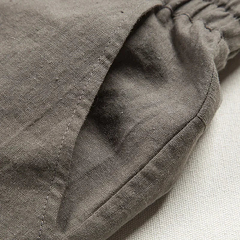 Close-up of a folded gray fabric item on a light background