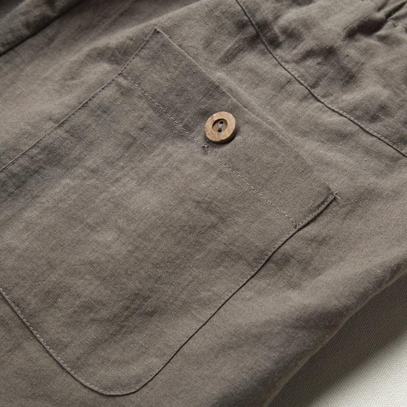 Close-up of a gray pocket with a button on a garment