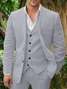 Men's Linen Three-Piece Suit Set for Weddings and Formal Events 8