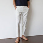 Men's Linen Pants in Khaki – Breathable Straight-Leg Trousers with Pockets for Casual and Dressy Occasions 0