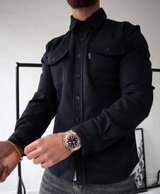 Men’s Long Sleeve Shirt with Pockets – Cotton Blend for Everyday Style