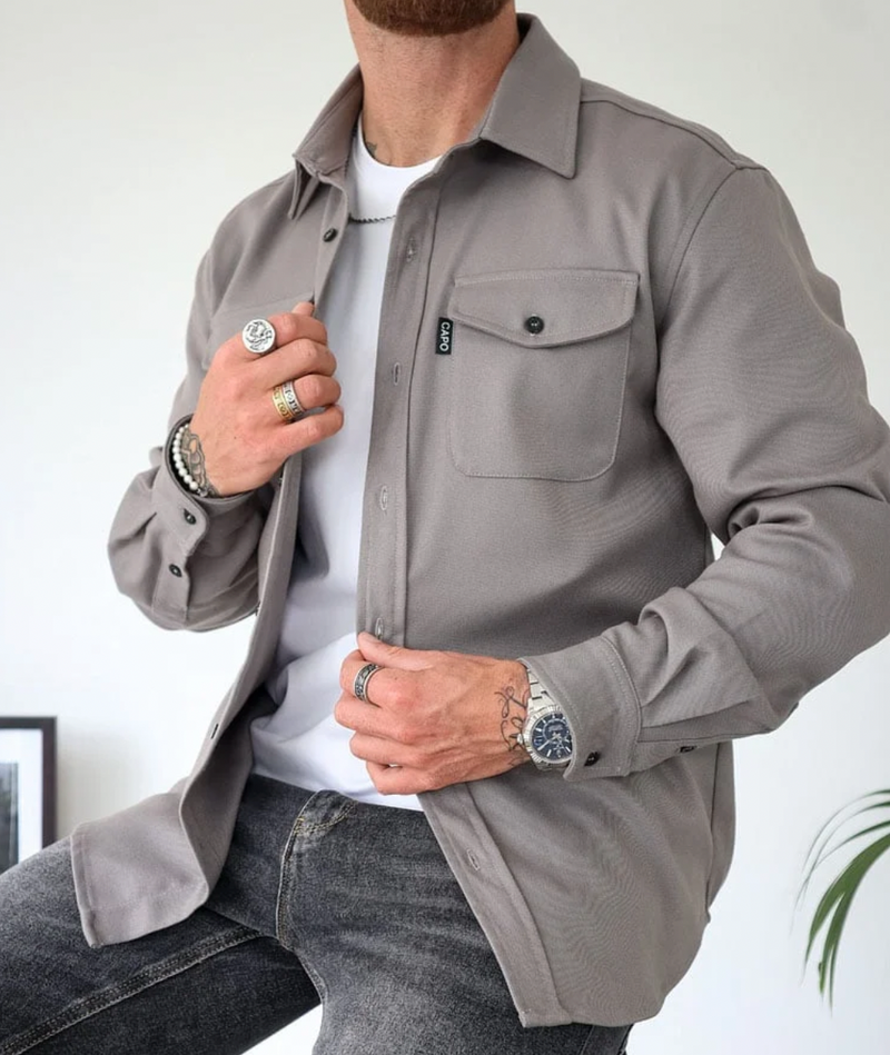 Men’s Long Sleeve Shirt with Pockets – Cotton Blend for Everyday Style