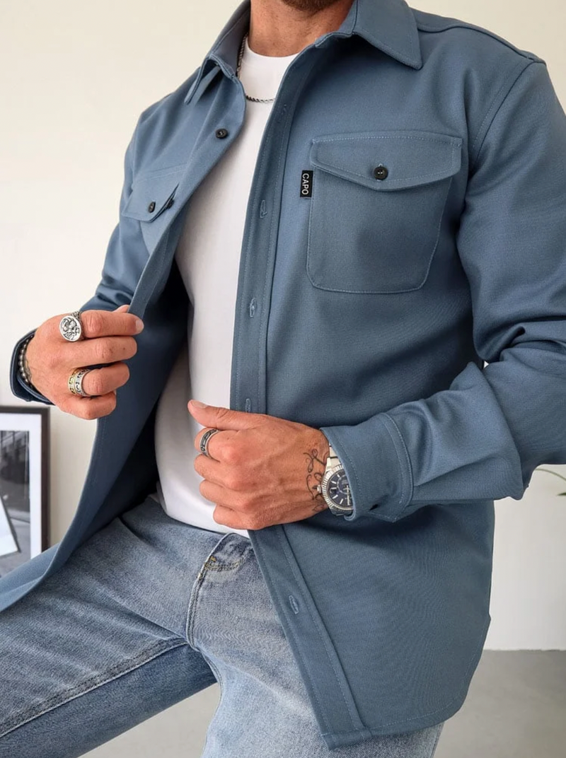 Men’s Long Sleeve Shirt with Pockets – Cotton Blend for Everyday Style
