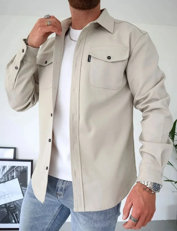 Men’s Long Sleeve Shirt with Pockets – Cotton Blend for Everyday Style