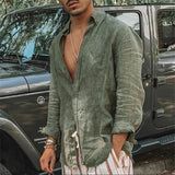 Men's Loose-Fit Long Sleeve Linen Shirt 2
