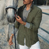 Men's Loose-Fit Long Sleeve Linen Shirt 4