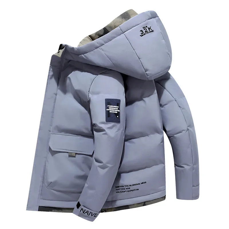 Giacca Parka Invernale Imbottita da Uomo con Cappuccio e Tasche