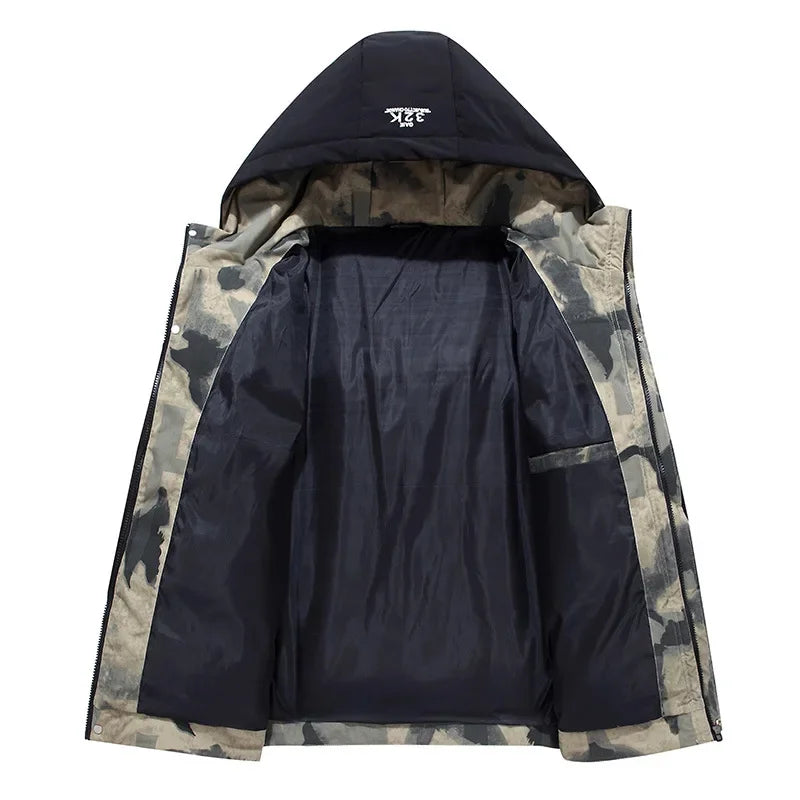 Men’s Padded Winter Parka Jacket with Hood and Pockets