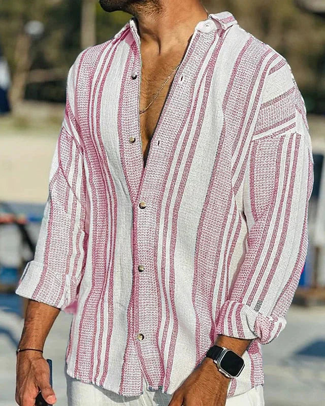 Men's Striped Linen Dress Shirt