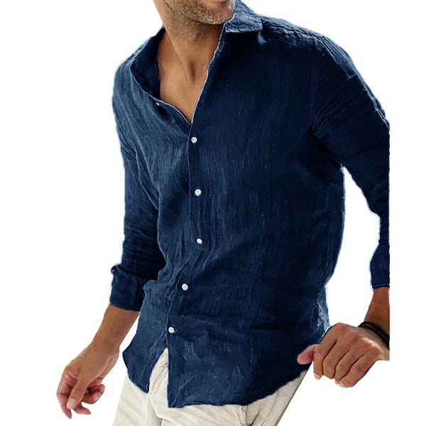 Men's long-sleeved linen shirt in cotton for relaxed style