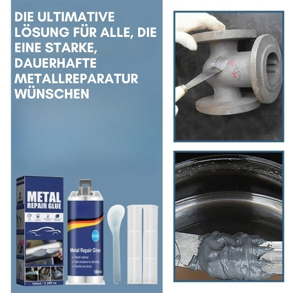 Wysokowydajny klej do napraw metali | Przemysłowy klej do żeliwa, stali i aluminium | Odporny na wysoką temperaturę i wodoodporny | Zestaw do naprawy metalu w płynie 100 ml | Srebrny