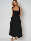 Elegant Square Neck Midi Dress