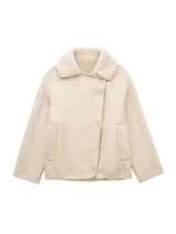 Women's Vegan Leather Jacket | Faux Shearling Lining & Relaxed Fit