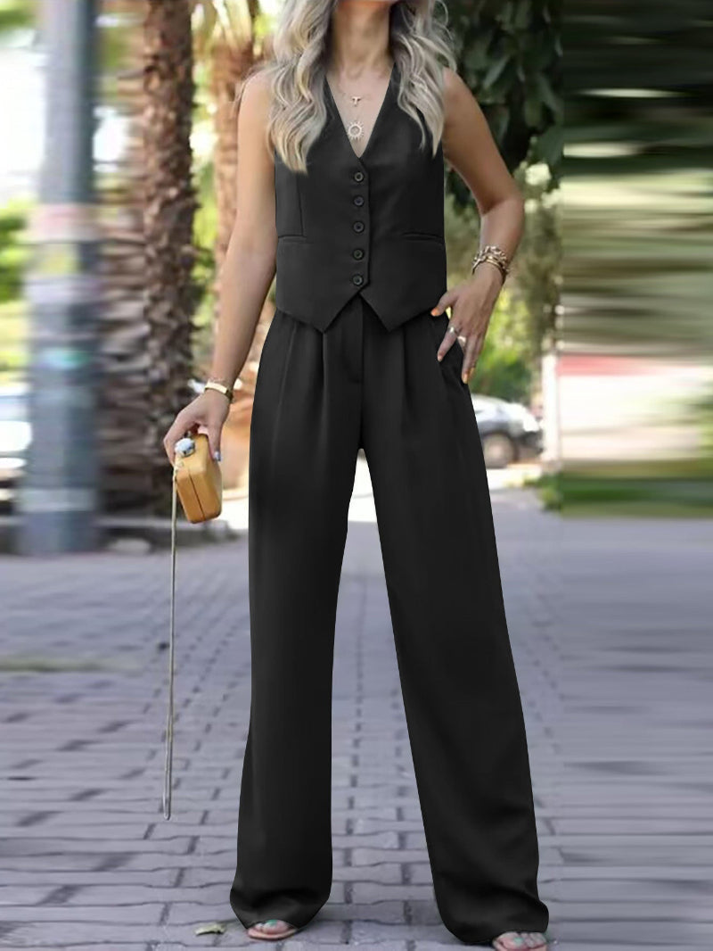 Conjunto elegante de blazer sin mangas