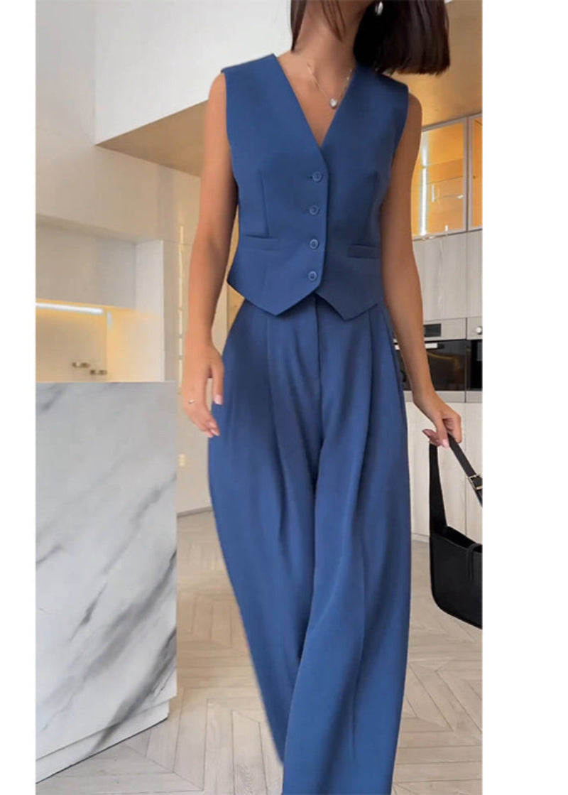 Conjunto elegante de blazer sin mangas