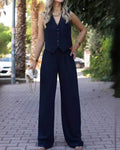 Elegant Sleeveless Blazer Set