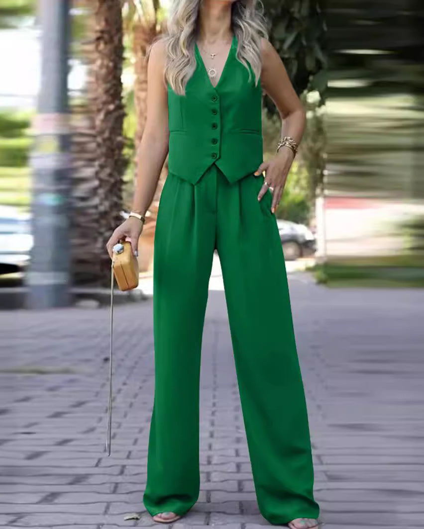 Conjunto elegante de blazer sin mangas