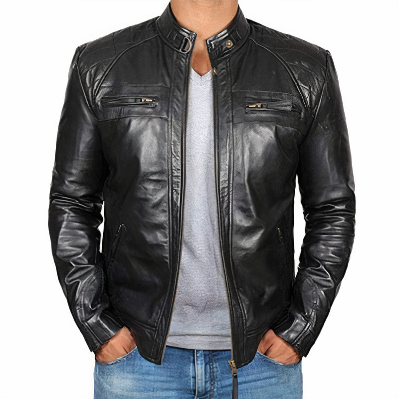 Giacca da moto robusta da uomo con tasche con cerniera