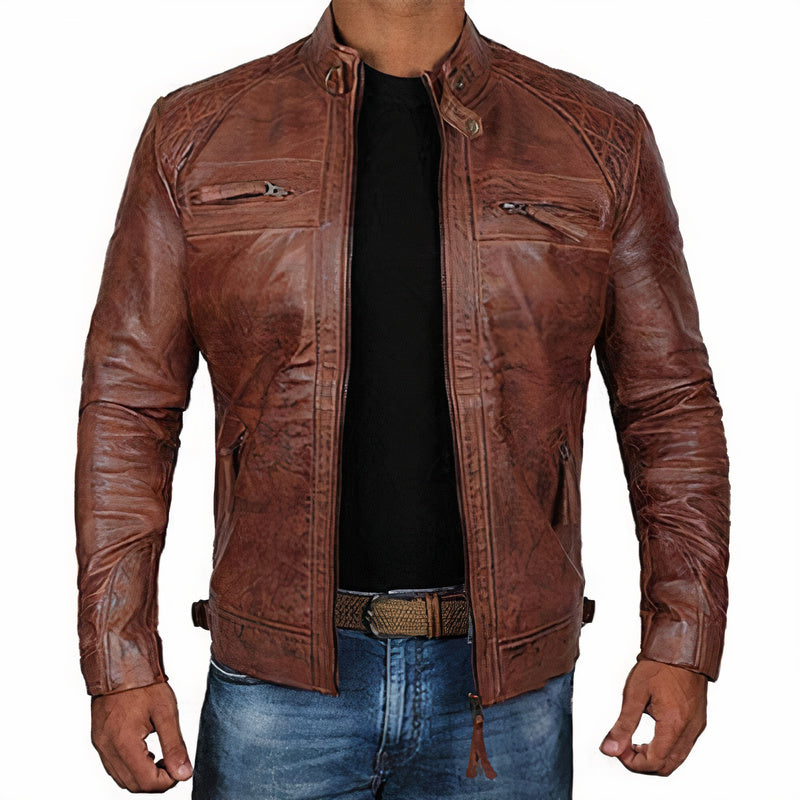 Giacca da moto robusta da uomo con tasche con cerniera