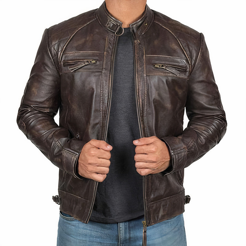 Giacca da moto robusta da uomo con tasche con cerniera