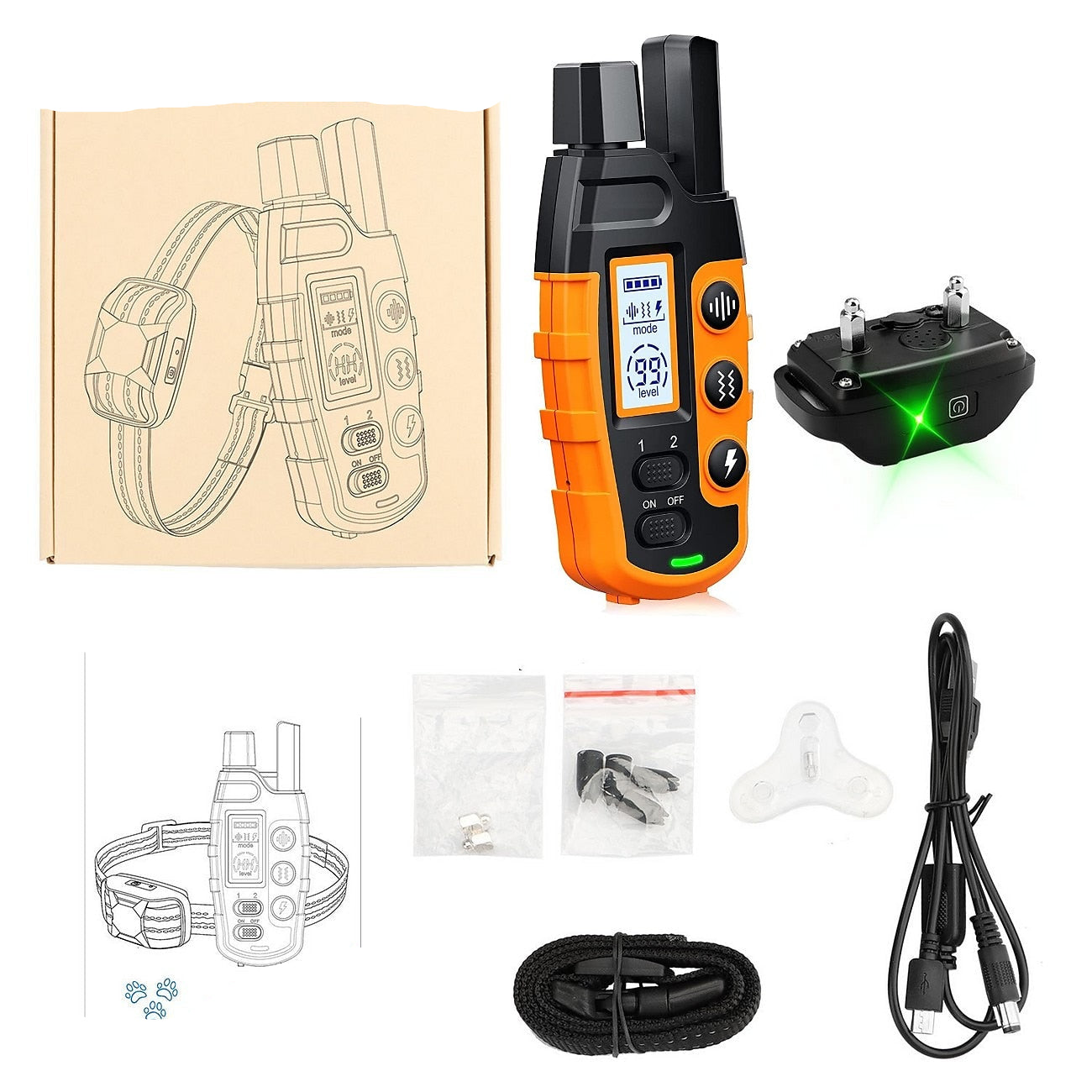 Premium 1000m Dog Training Collar with Remote - Waterproof, Rechargeable E-Collar for All Dog Sizes