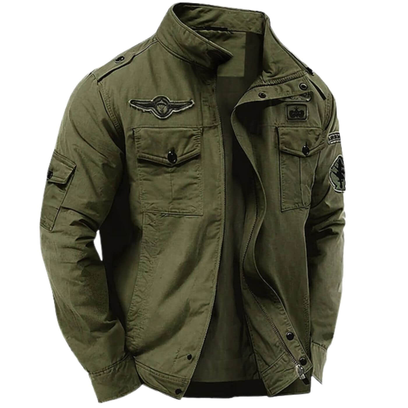 Giacca Cargo Strutturata Premium da Uomo – Giacca Militare in Cotone con Colletto Alto