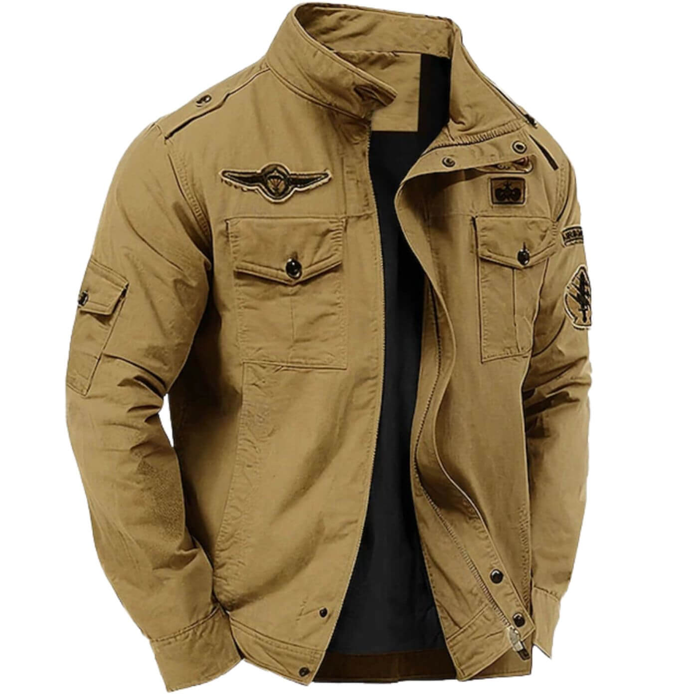 Giacca Cargo Strutturata Premium da Uomo – Giacca Militare in Cotone con Colletto Alto