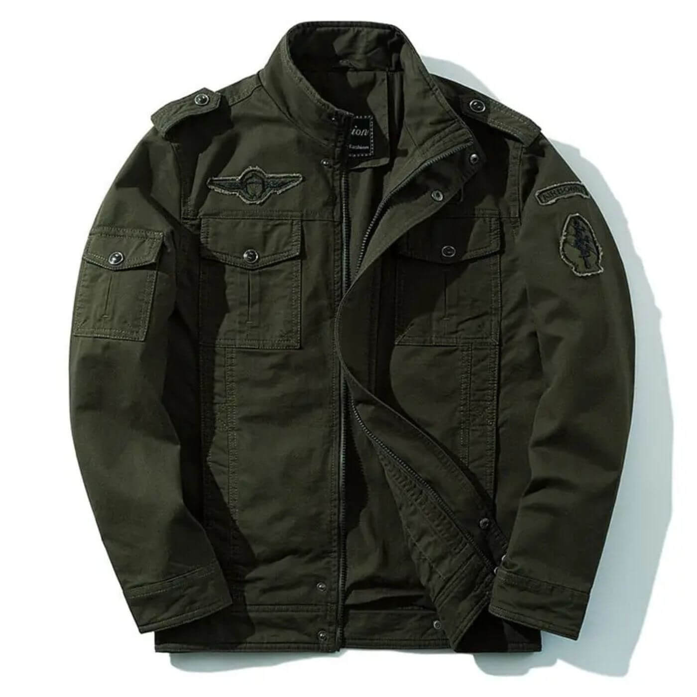 Giacca Cargo Strutturata Premium da Uomo – Giacca Militare in Cotone con Colletto Alto