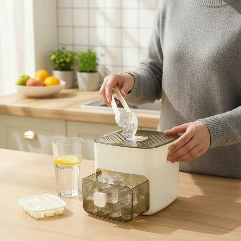 Eiswürfelbox mit Druckfunktion – 48 Würfel ohne Kleckern & ohne Mühe -   Mivoza Deutschland