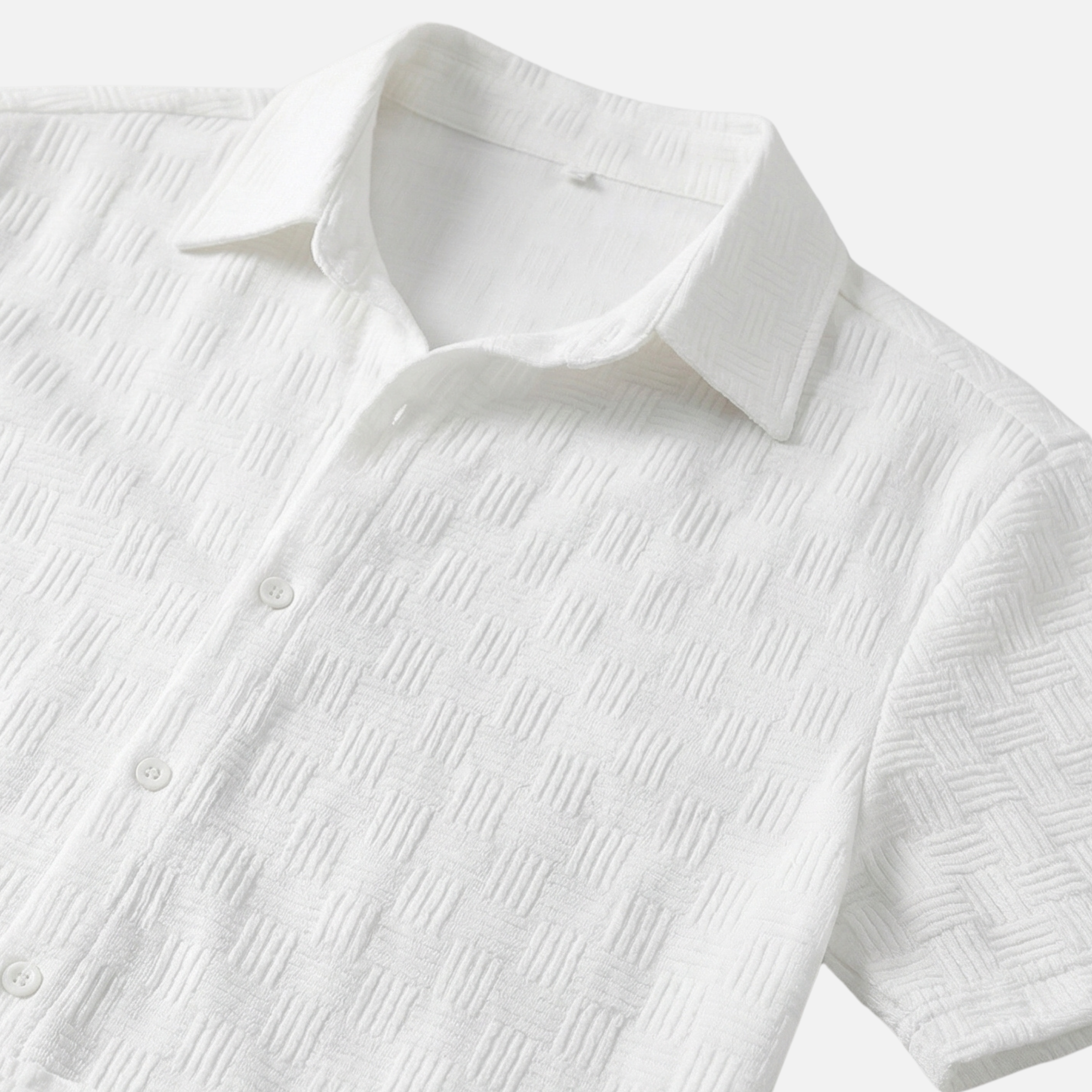 Relaxed Fit Shirt and Shorts Set with Button Closure for Men