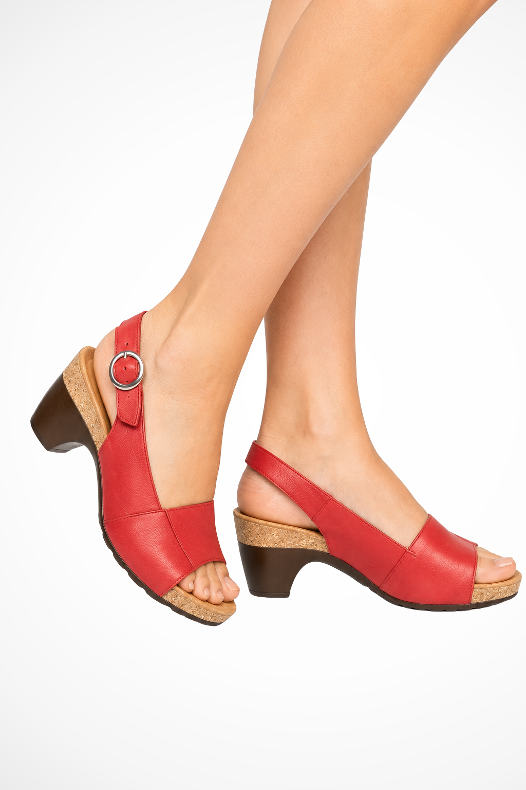 Women's red block heel slingback sandals