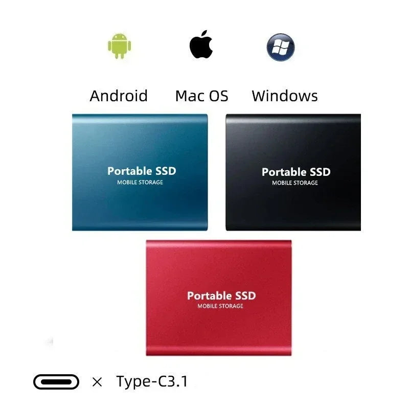 128GB External SSD | USB 3.1 & USB-C High-Speed | NVMe M.2 Technology | Shockproof Aluminum Alloy Housing | Plug & Play for PC, Mac & Mobile