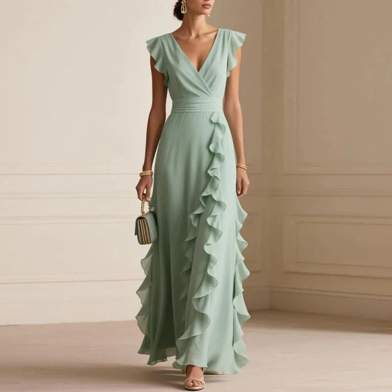 Patricia Ruffle Trim Maxi Dress