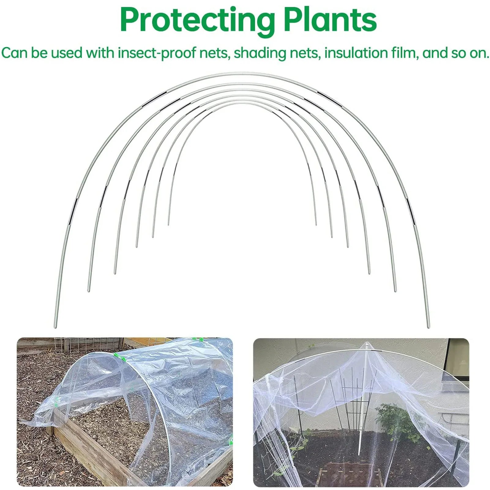Fiberglass Garden Hoop Set for DIY Plant Tunnels - Rustproof & Reusable
