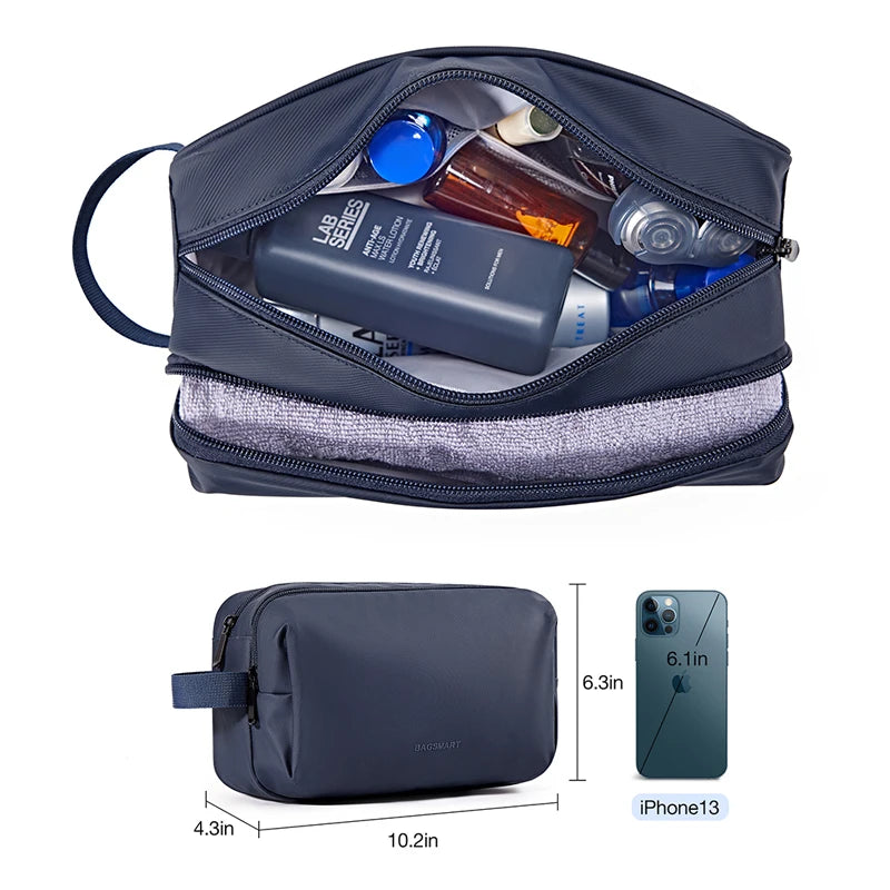 Borsa da toilette impermeabile per uomo e donna - Organizer da viaggio leggero per articoli da toilette e trucco