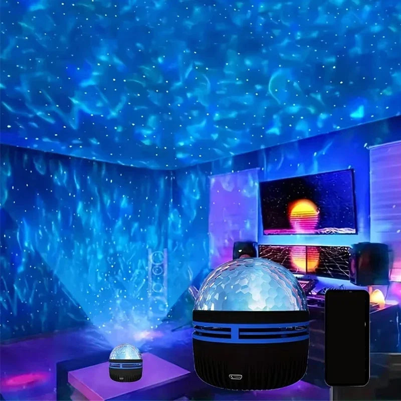 Northern Lights Projector | Music Synchronization & Remote Control | RGB Mood Light | USB Charging | 7.8×7.8×8.7 cm
