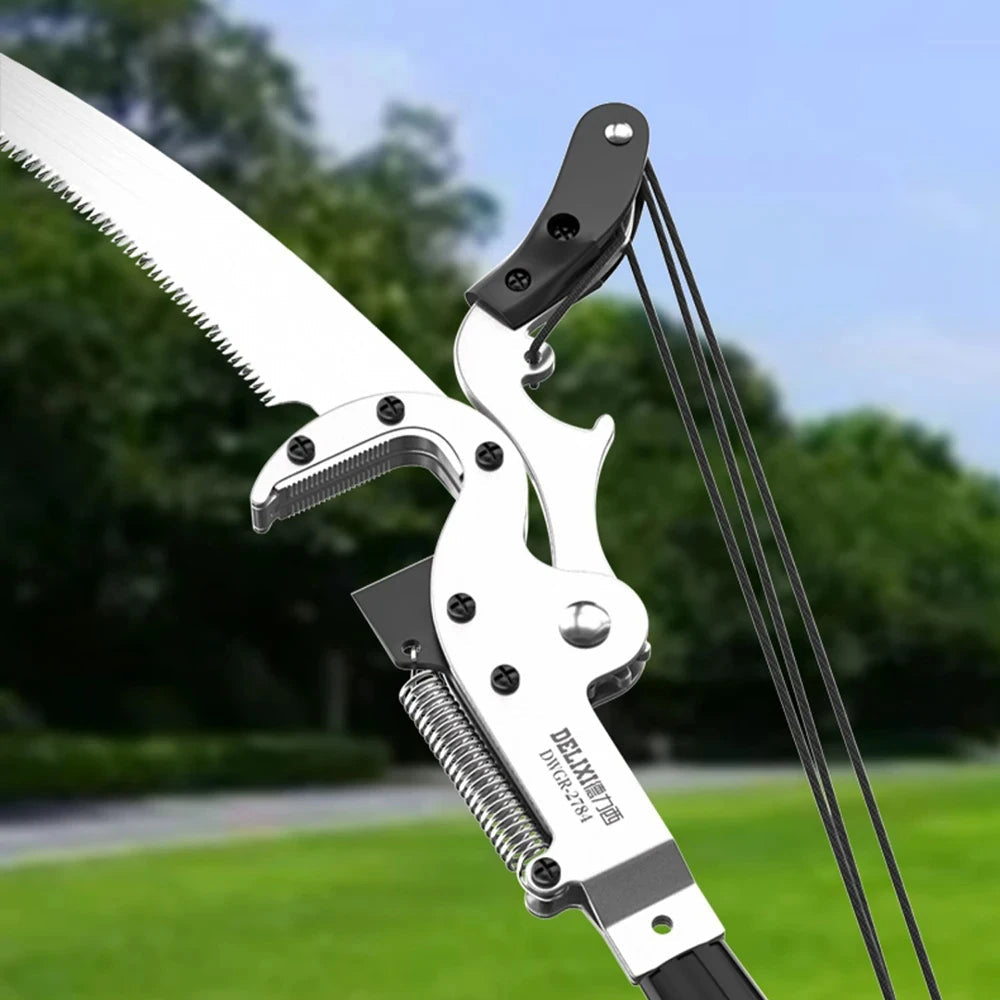 High-Altitude Branch Cutter | Telescopic Tree Pruner with Pulley System | SK5 Steel Blade | For Fruit Trees & High Branches