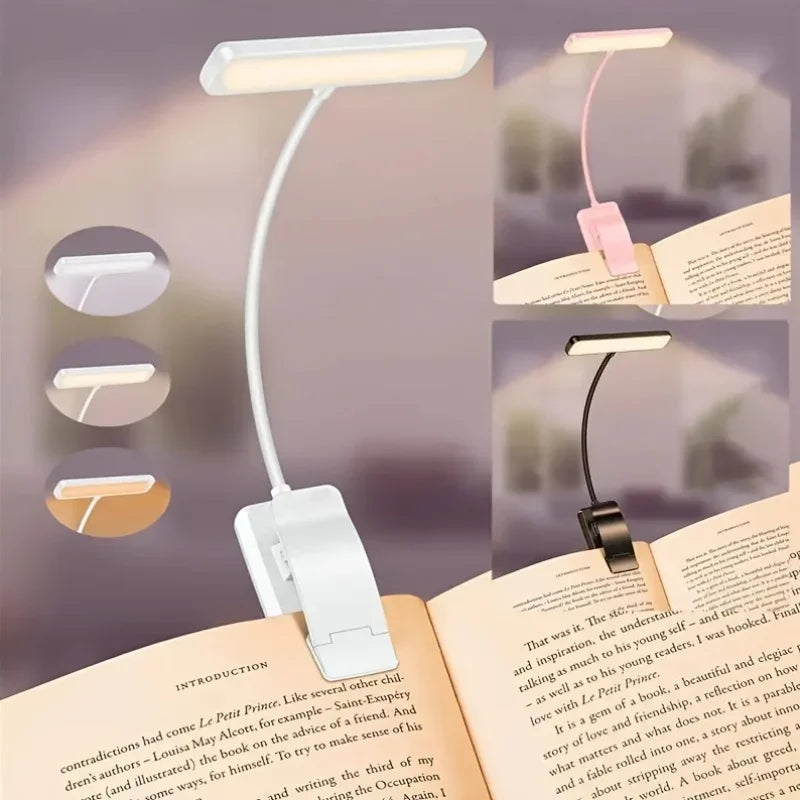 FlexiRead čtecí lampa | USB dobíjecí | 3 barvy světla a stmívatelná | Klip a ohebná rameno
