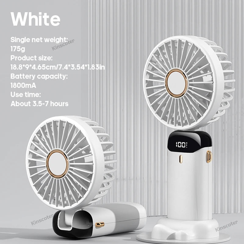 3-in-1 Mini Portable Fan | LED Display | 5 Speeds | Power Bank Function | Portable & Foldable
