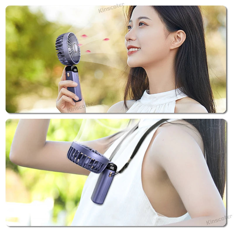 3-in-1 Mini Portable Fan | LED Display | 5 Speeds | Power Bank Function | Portable & Foldable