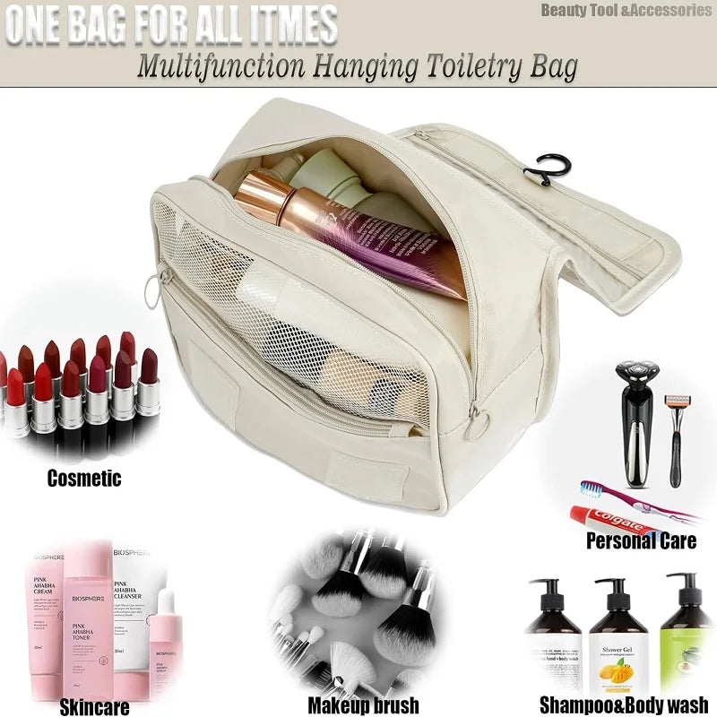 Hanging Travel Toiletry Bag | 6 Compartments & Wet Pocket | Compact & Versatile | Water-Resistant Polyester