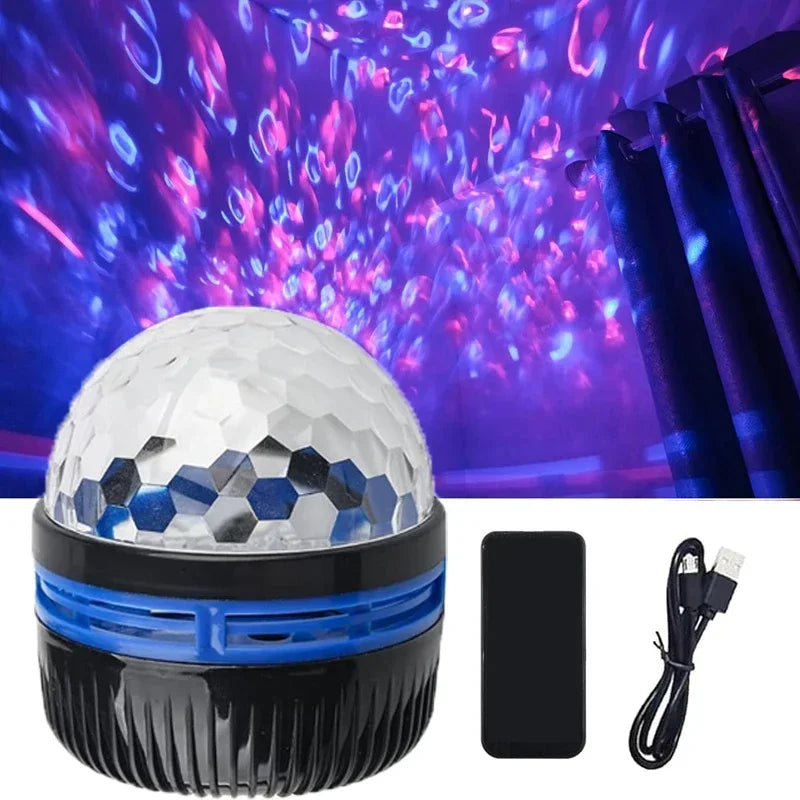 Projektor polární záře | Synchronizace s hudbou a dálkové ovládání | RGB náladové světlo | Nabíjení přes USB | 7,8×7,8×8,7 cm