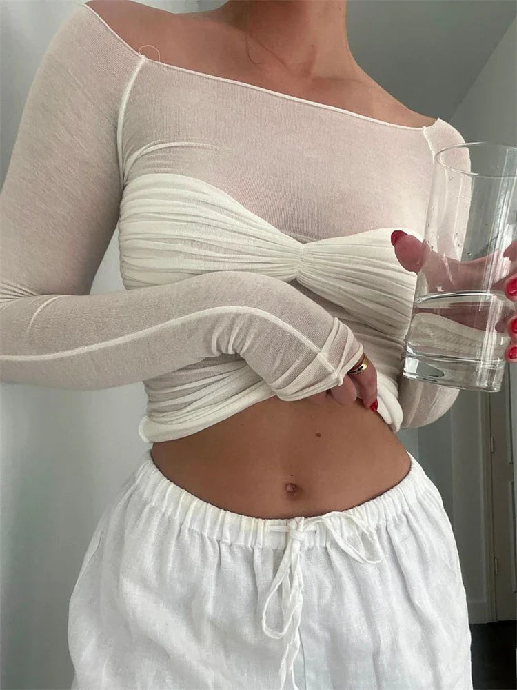Women's Sheer Mesh Top | Elegant & Lightweight Spring Layer