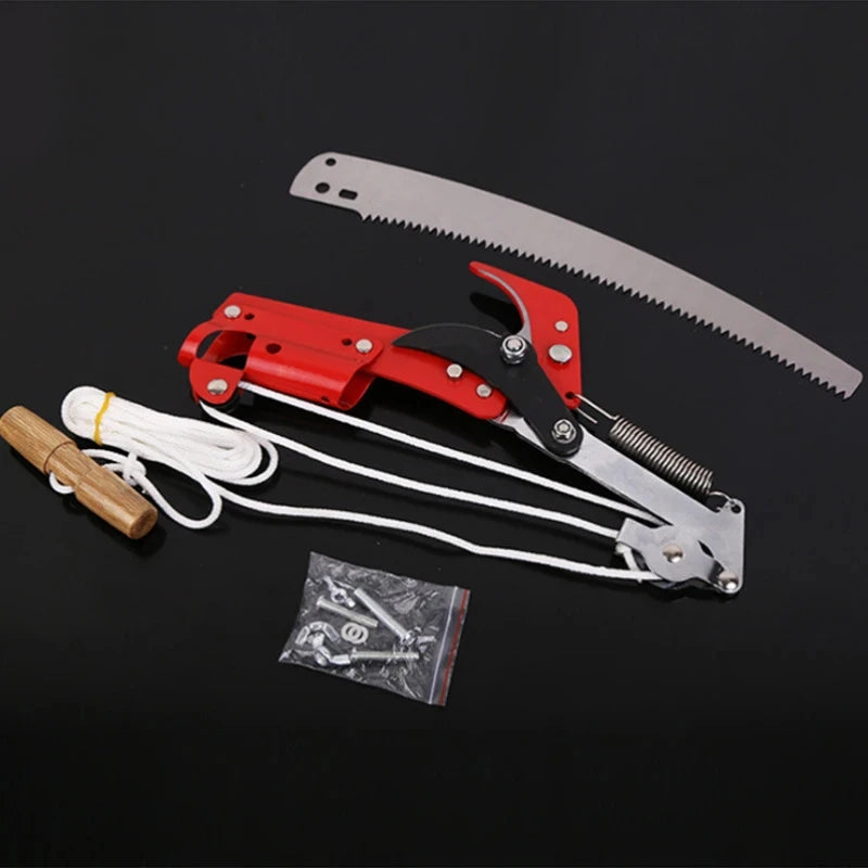 High-Altitude Branch Cutter | Telescopic Tree Pruner with Pulley System | SK5 Steel Blade | For Fruit Trees & High Branches