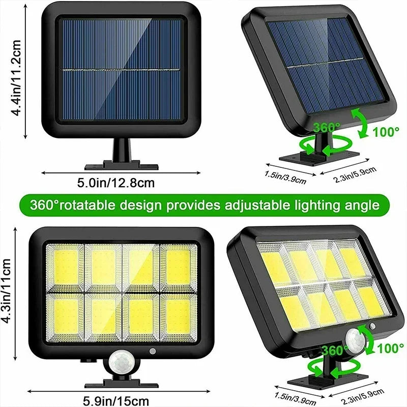 100 COB LED Solar Light | IP65 | Motion Sensor & 3 Modes | Wireless Outdoor Lighting