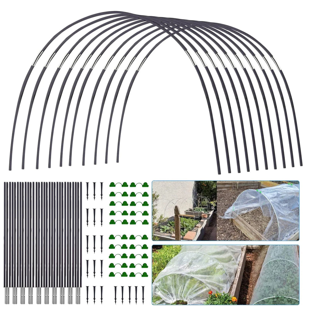 Fiberglass Garden Hoop Set for DIY Plant Tunnels - Rustproof & Reusable